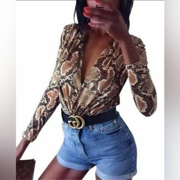 Zara Tops - ZARA Trafaluc Bodysuit Snake Print